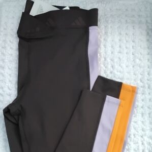 Adidas Woman Brown Leggings with Orange and lavander Trim